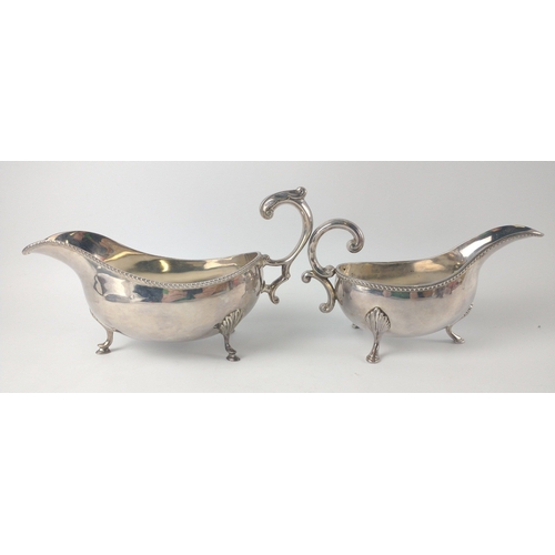 140 - Two Dublin silver hallmarked 1970 SAUCEBOATS by silversmith ROYAL IRISH SILVER COMPANY, the first 20... 