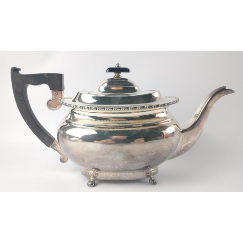 144 - A Sheffield hallmarked 1962 inscribed TEAPOT by silversmith (EMILY) VINERS LTD, height 30cm length x... 