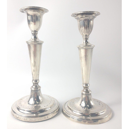 155 - A pair of Sheffield hallmarked 1784 CANDLESTICKS by silversmiths JOHN PARSONS & CO, dimensions 18.5c... 