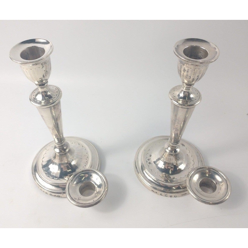 155 - A pair of Sheffield hallmarked 1784 CANDLESTICKS by silversmiths JOHN PARSONS & CO, dimensions 18.5c... 