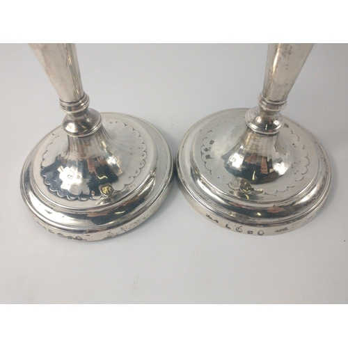 155 - A pair of Sheffield hallmarked 1784 CANDLESTICKS by silversmiths JOHN PARSONS & CO, dimensions 18.5c... 