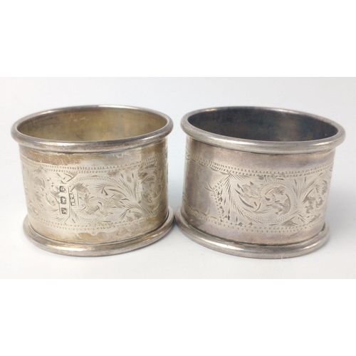 158 - A collection of eleven NAPKIN RINGS to include 2 Birmingham 1925 silver hallmarked by silversmiths R... 