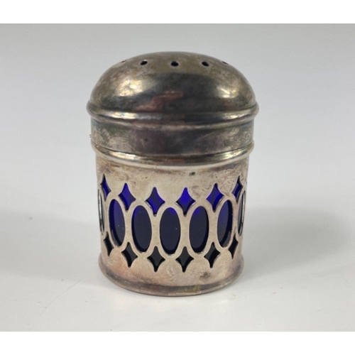 160 - Three items of hallmarked silver CRUETS, the first two being a London 1932 mustard pot (7 x 3 x 4cm)... 