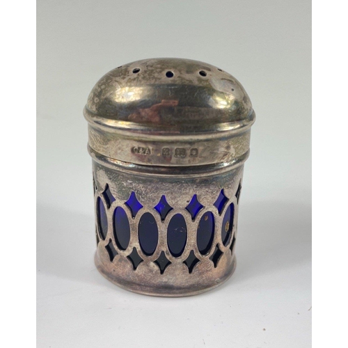 160 - Three items of hallmarked silver CRUETS, the first two being a London 1932 mustard pot (7 x 3 x 4cm)... 