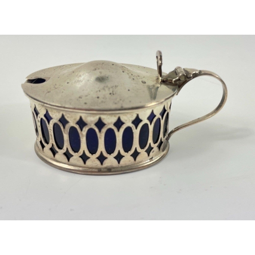 160 - Three items of hallmarked silver CRUETS, the first two being a London 1932 mustard pot (7 x 3 x 4cm)... 