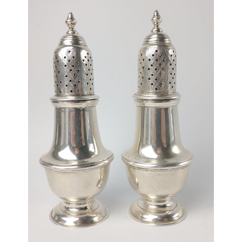 164A - A pair of solid silver substantial SIFTER CASTER hallmarked Chester 1936 Lowe & Sons, gross weight 2... 