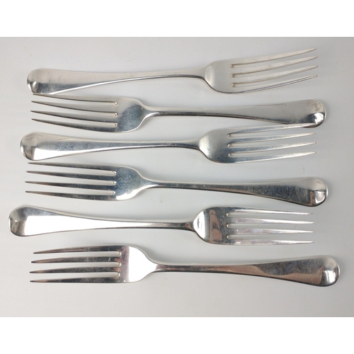 183 - Four London silver hallmarked 1805 FORKS by silversmith RC plus 2 London silver hallmarked 1807 FORK... 