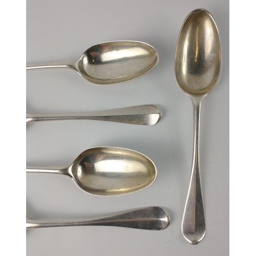 186 - Six EDINBURGH silver hallmarked 1760s SPOONS by by silversmith JOHN CLARK length 20cm, gross weight ... 