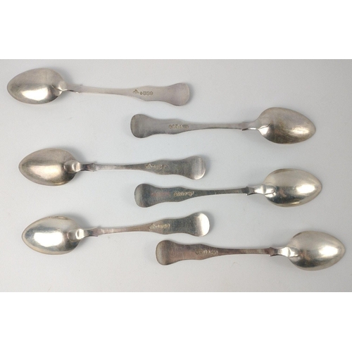 188 - Six EDINBURGH silver hallmarked 1859 TEASPOONS by silversmith WILLIAM MARSHALL, length 14cm, gross w... 