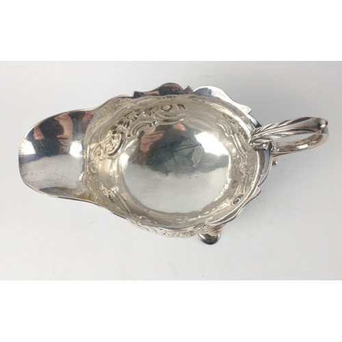 195 - A London silver hallmarked 1751 SAUCEBOAT by silversmith SAMUEL MERITON, 12cm x 7cm x 7cm, gross wei... 