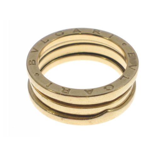 21 - STUNNING! A BVLGARI 750 stamped yellow gold B.zero1, 4 band RING, ring size P, weight 9.5g#23