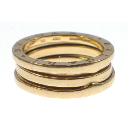 21 - STUNNING! A BVLGARI 750 stamped yellow gold B.zero1, 4 band RING, ring size P, weight 9.5g#23