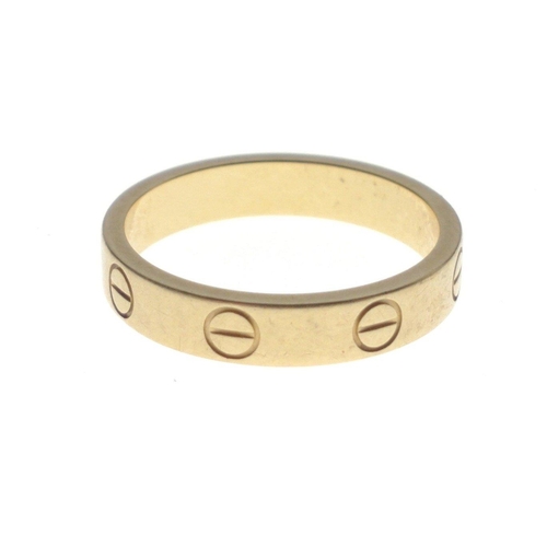 24 - IMPRESSIVE CARTIER 750 stamped yellow gold RING size M, weight 3.80g - Cartier's LOVE collection is ... 