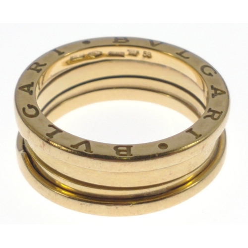 25 - STUNNING! A BVLGARI 750 stamped yellow gold B.zero1, 4 band RING ring size Q, weight 9.90g BULGARI l... 