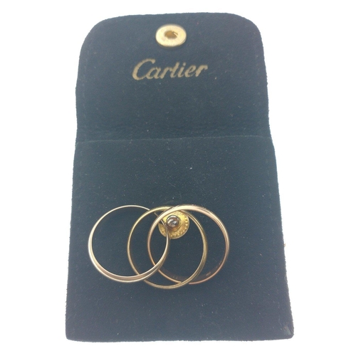 26 - CARTIER!  Les Must De Cartier stamped Trinity 750 stamped yellow white rose gold RING Size N weight ... 