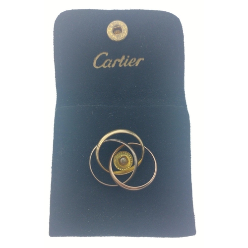 28 - CARTIER!Les Must De Cartier stamped Trinity 750 stamped yellow white rose gold RING Size K/L weight ... 