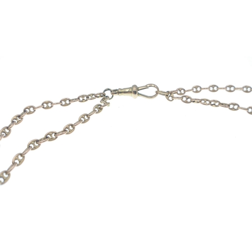 35 - A DOUBLE LINK/DOUBLE LENGTH 375 stamped long-guard CHAIN with lobster claw fastening length 80cm and... 