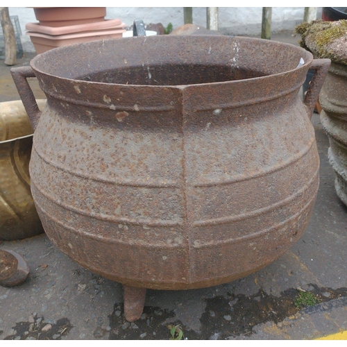 383 - An antique iron WITCHES cauldron style pot dimensions 44cm height x 44cm diameter ( there is a small... 