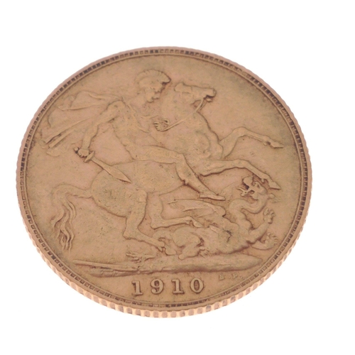 4 - A KING EDWARD 1910 FULL GOLD SOVEREIGN in good condition - last year of his reign.#5