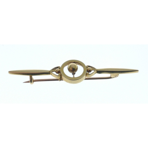 71 - VINTAGE 15ct stamped bar BROOCH - dimensions 5cm x 1cm approx, weight 2.50g approx -with a 9ct stamp... 