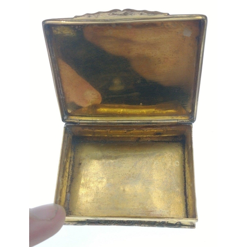 89D - A rather nice brass plated on copper late 19th century TRINKET lidded and hinged pill box with repou... 