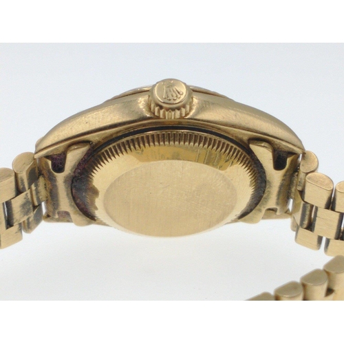 92 - A ROLEX ladies wrist watch OYSTER PERPETUAL DATE JUST 750 stamped YELLOW GOLD Wrist Watch and Bracel... 