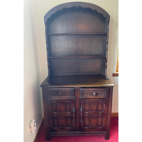 123 - An ERCOL style small dresser with two drawers and two cupboard doors below - Dimensions 90cm x 160cm... 