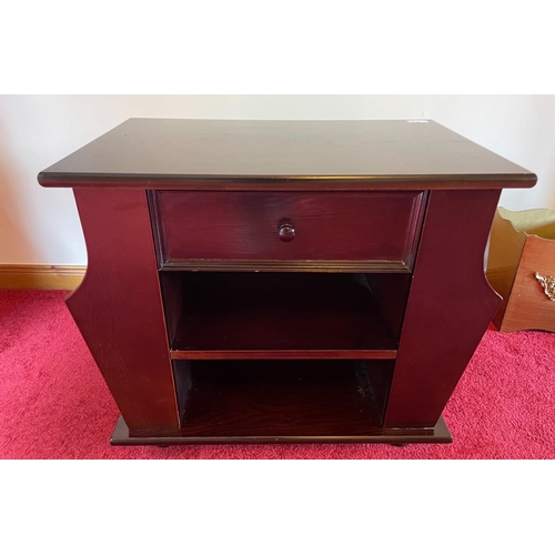 124 - An occasional table with drawer and shelves and pockets for magazines at the sides - dimensions leng... 