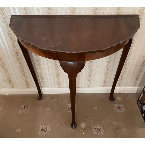 128 - IDEAL FOR UPCYCLING - A nice Demi-lune hall table length 75cm x depth 36cm x height 74cm#130