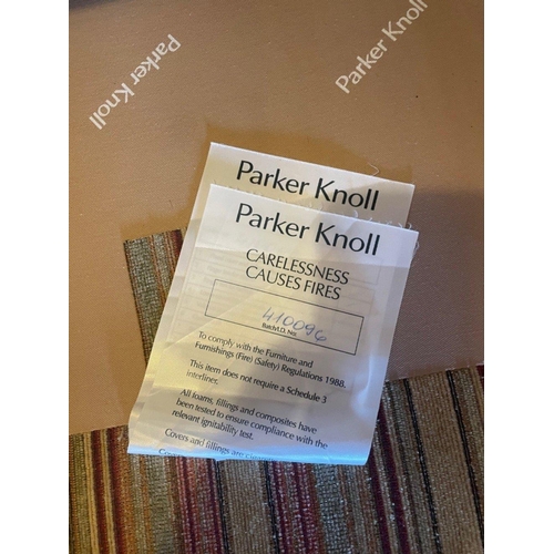 132 - A nice comfy PARKER KNOLL three seater striped sofa on brass castors - in lovely condition#134