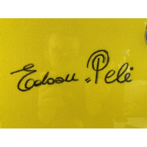 39 - PERFECT PELE! A CBD football shirt with a full signature by PELE, frame size 69 x 68cm#40