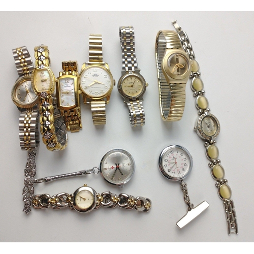 64 - A collection of ladies watches to include Gucci (3228), Continental, Accurist (SR521SW), van Loren, ... 