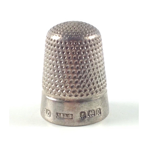93 - A SILVER Birmingham Hallmarked thimble 5.85g with also a white metal antique ORIENTAL elongated fing... 