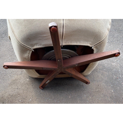 136 - THEYVE  GOT THE LOOK!!! A PAIR of PARKER KNOLL ICONIC 1970's SWIVEL chairs with teak 5 prong feet (... 