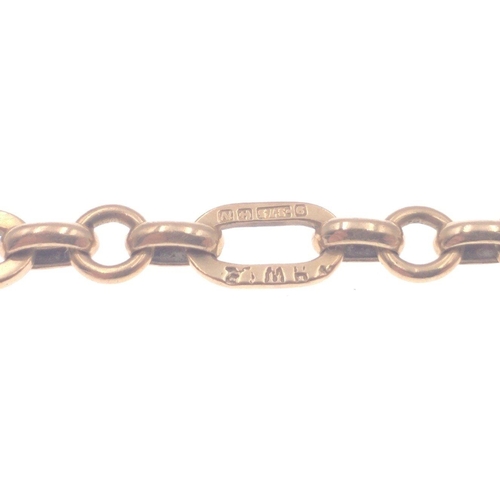 10 - A 9ct 375 stamped yellow gold link chain bracelet, all links stamped, length 19cm, gross weight 3.8g... 