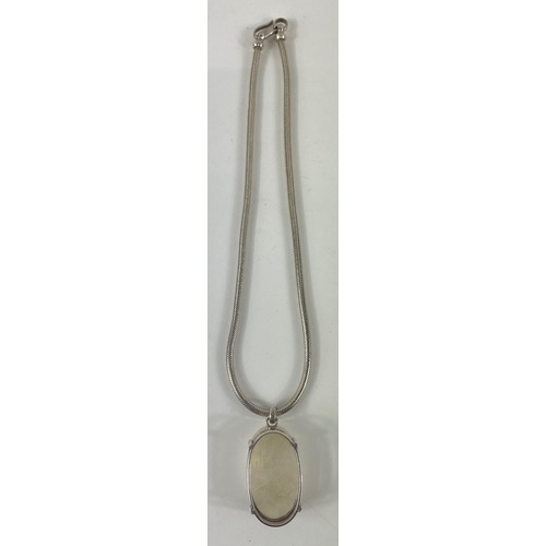 19 - An EDINBURGH (Rose Street) PURCHASED BOUTIQUE white metal chain with a SUBSTANTIAL opal formstone 4c... 