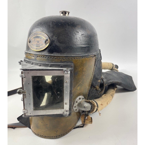 237 - A rare Siebe Gorman & Co. COAL MINE RESCUE SMOKE HELMET. Ex. Scottish Coalfield Midlothian Mining in... 