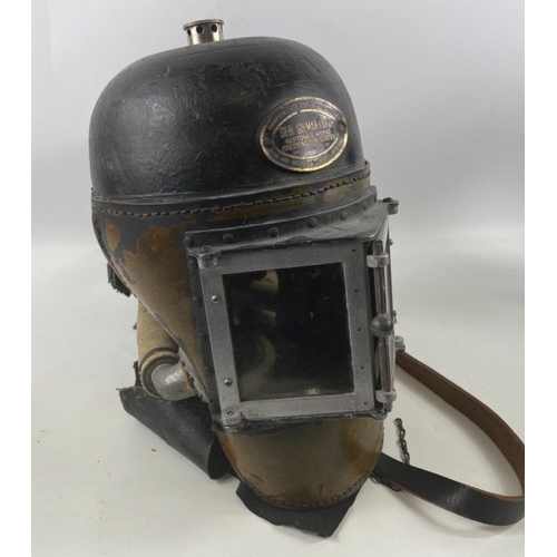 237 - A rare Siebe Gorman & Co. COAL MINE RESCUE SMOKE HELMET. Ex. Scottish Coalfield Midlothian Mining in... 