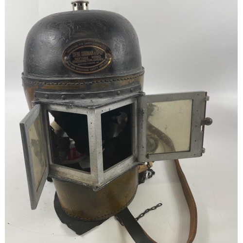 237 - A rare Siebe Gorman & Co. COAL MINE RESCUE SMOKE HELMET. Ex. Scottish Coalfield Midlothian Mining in... 