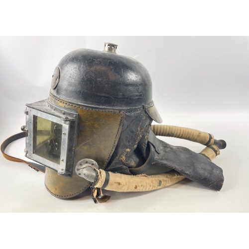 237 - A rare Siebe Gorman & Co. COAL MINE RESCUE SMOKE HELMET. Ex. Scottish Coalfield Midlothian Mining in... 