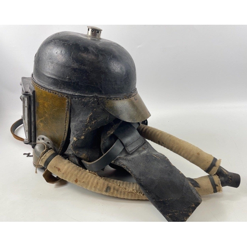 237 - A rare Siebe Gorman & Co. COAL MINE RESCUE SMOKE HELMET. Ex. Scottish Coalfield Midlothian Mining in... 