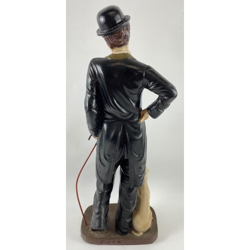 239 - Hard to find CHARLIE CHAPLIN walking on the street with his dog Fig statue standing 53cm high, retai... 