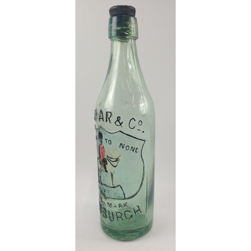 265 - A hand painted(outline painted) VINTAGE DUNBAR AND Co man on horse pop bottle with a screw-top(belon... 