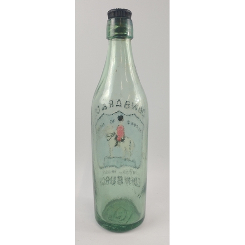 265 - A hand painted(outline painted) VINTAGE DUNBAR AND Co man on horse pop bottle with a screw-top(belon... 