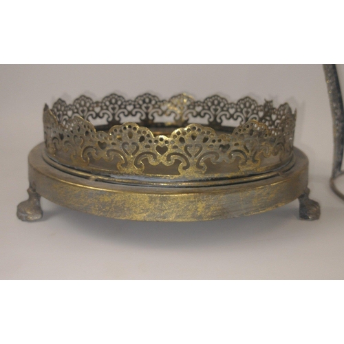 273 - IMPRESSIVE - YOUR CROWNING GLORY' !!A large pierced metal crown candle holder with base on raised p... 