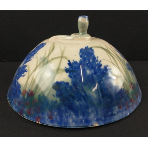 282 - A CHARMING studio pottery hand painted dome lidded cheese dish - lovely quality! - diameter 22cm x 1... 