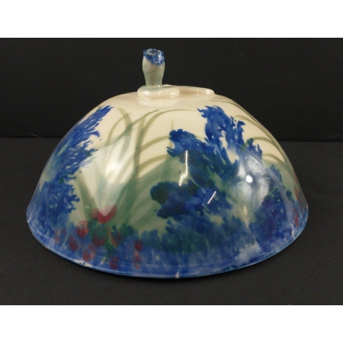 282 - A CHARMING studio pottery hand painted dome lidded cheese dish - lovely quality! - diameter 22cm x 1... 