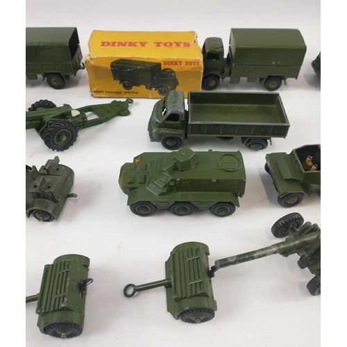 344 - VINTAGE MILITARY DINKY toys 2 x model 621 3-ton army wagon, 1 x model 623 army wagon, 1 model 626 mi... 