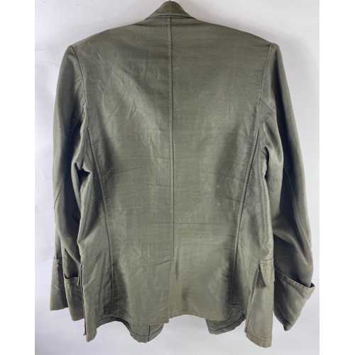 346 - RARE - A WWII German army artillery officer's summer tunic constructed of a lightweight grey cloth w... 