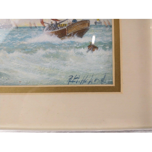 418 - A small framed watercolour, Entering the Tyne, frame size 30 x 25cm, visible picture 17 x 12cm, indi... 